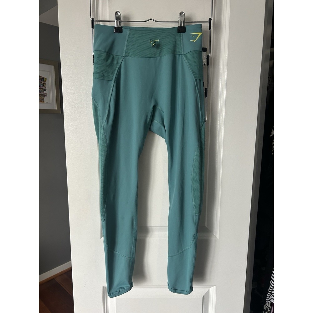 Gymshark Womens Pulse Legging Corded Drawstring Yoga Pant Athletic Teal Sz Small
